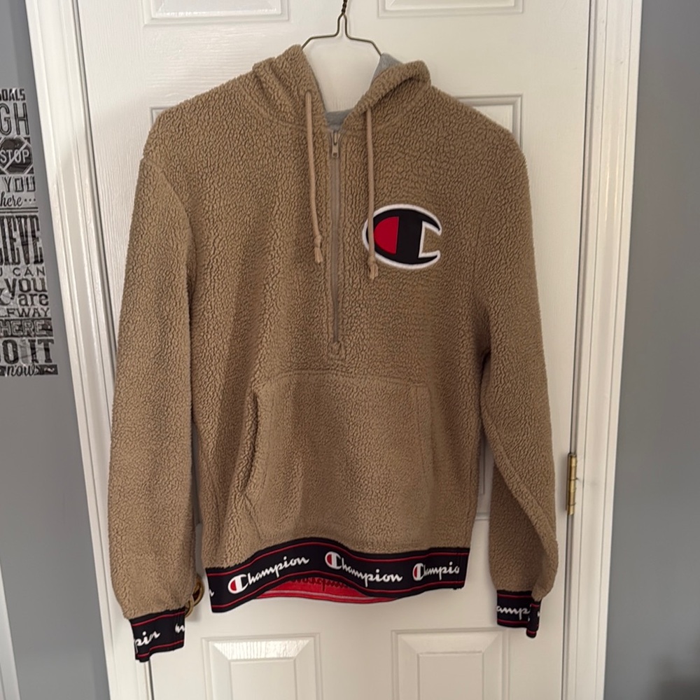 Champion Men's Tan Sherpa Hoodie